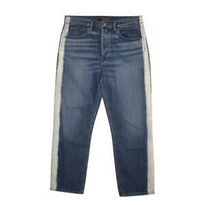 3X1 $210 High Rise‎ Stretch Denim Ankle Jean Bleached Side Stripe Size 31
